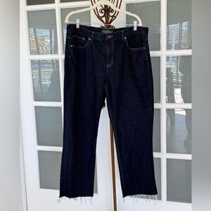 LRL Ralph Lauren Modern Slim Cropped Jeans Dark Wash Sz 16